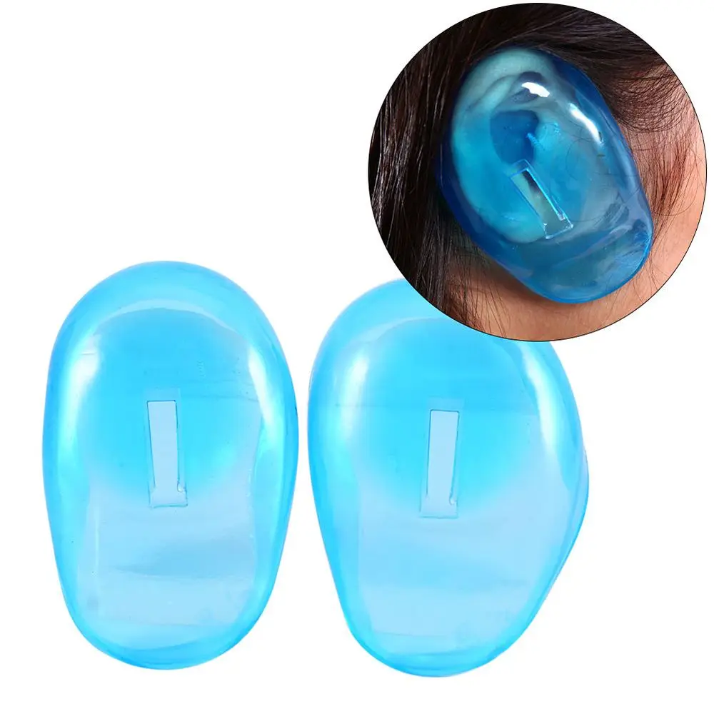 HOT 2 Pcs Blue Clear Silicone Ear Cover Home Salon Hair Dye Shield Ear Protector Hair Dye Supplies Hairdressing Salon Use