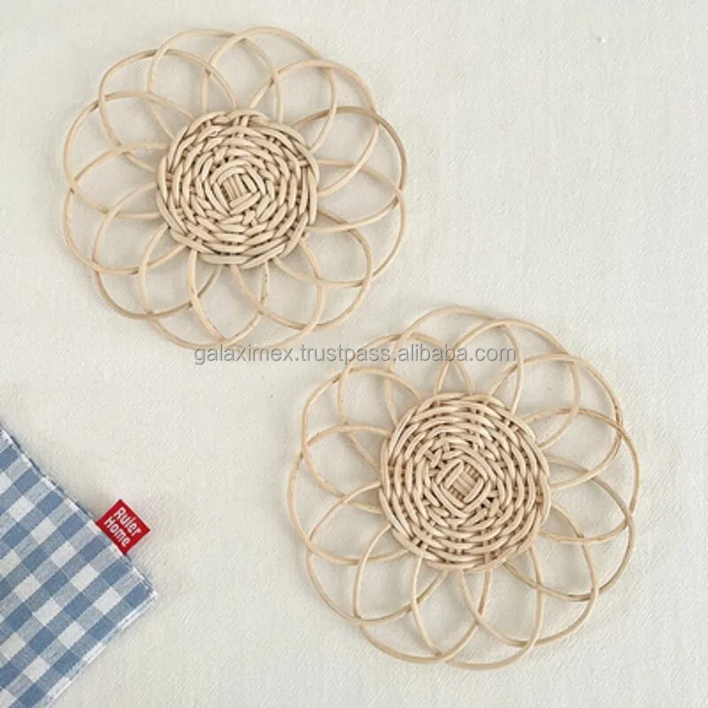 Factory Price for white wicker woven coaster plate for drinks for kitchen accessories with kitchen set from Vietnam 2024