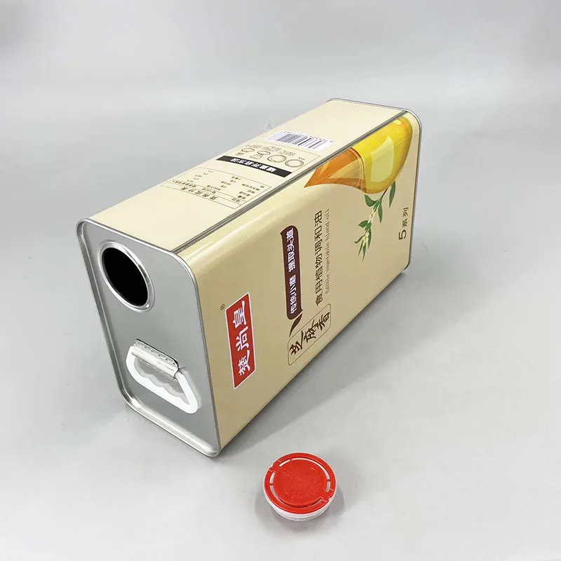 custom Empty Tinplate can Metal Container 5Litre Virgin Edible Oil Tin Can Food Grade oil Packaging tin for olive oil