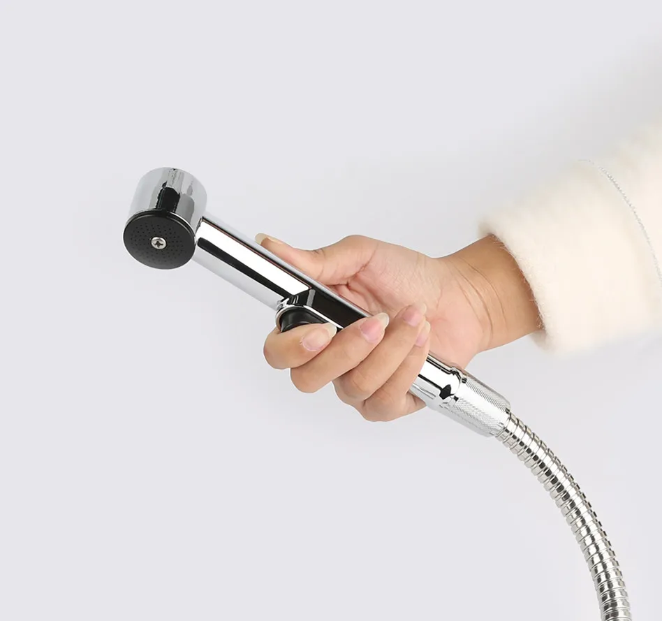 Portable ABS shattaf with chrome plated shattaf shower sprayer set