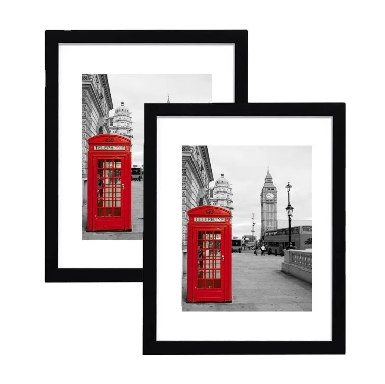 Black White 11x14 Picture Frame Display Pictures 8x10 with Mat or 11x14 Without Mat Wall Gallery MDF Wooden Photo Frames
