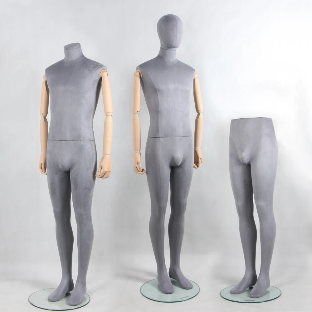Fashion Grey Fabric Headless Wholesale men Mannequins Tailoring dress dummies Mannequin with beech arms on sale