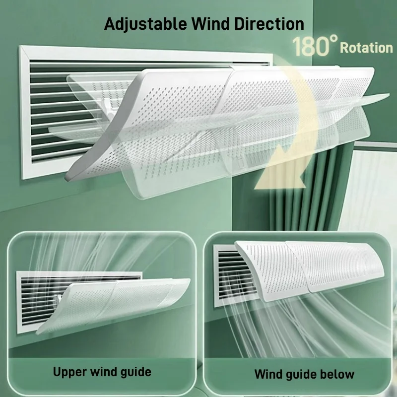 Retractable AC Vent Deflector 49cm-86cm Adjustable Sizes Air Conditioner Deflector for Central Air Conditioning