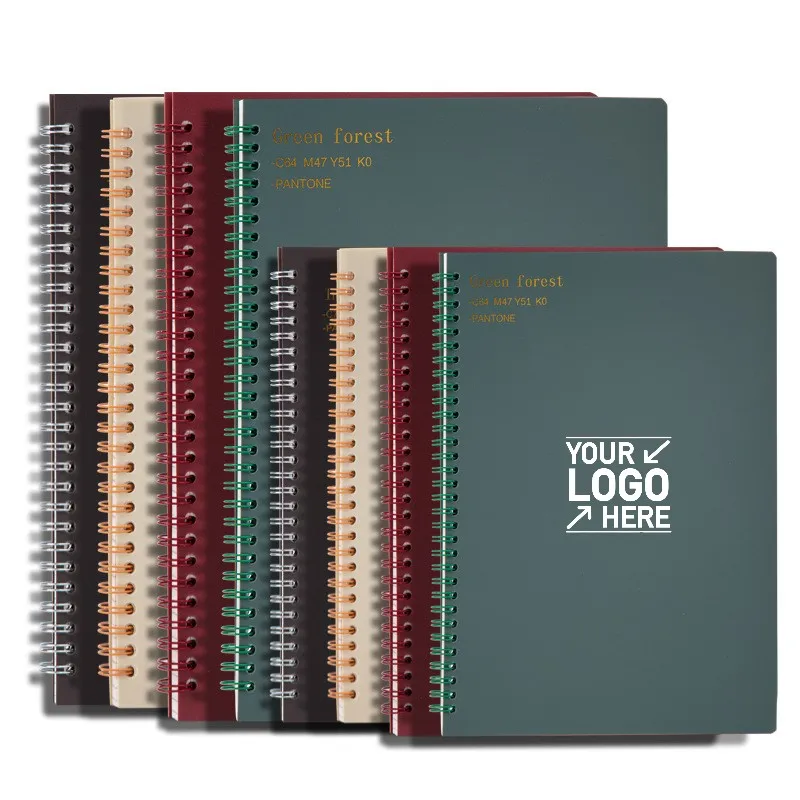 Wholesale A5 A4 B5 Size Spiral Notebook PP Cover Spiral Notebook Diary Custom Print Notebook