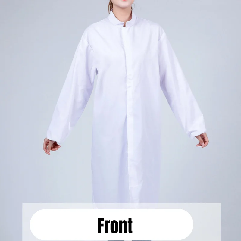 Unique Design Stand Chinese Collar Zipper Food Factory Uniform Classic Fit Mandarin Collar Sleeves Unisex Lab Coats