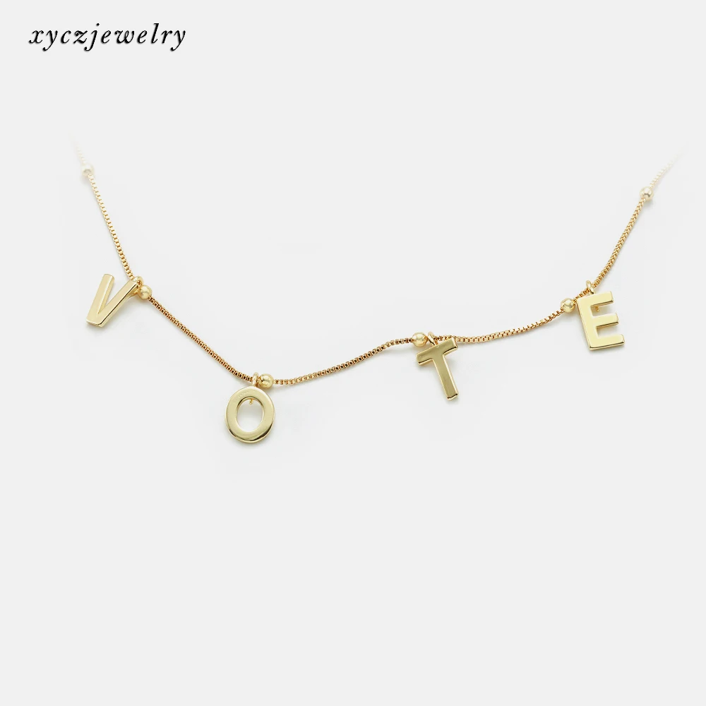 XingYu 2020 New Fashion DIY Personalized 26  Letters Brass  18K Gold White Plated DIY Alphabet Charm Pendants