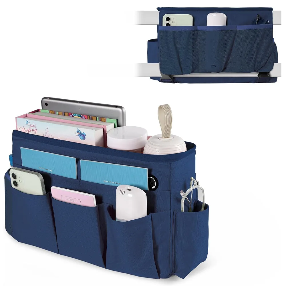 Hanging Bedside Caddie Bag 3 Pockets Magazine Remote Control Cell Phone Dorm Bunk Bed Bag