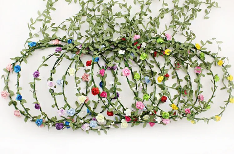 Hot sale simulation leaf color flower rattan webbing lighting chandelier decoration