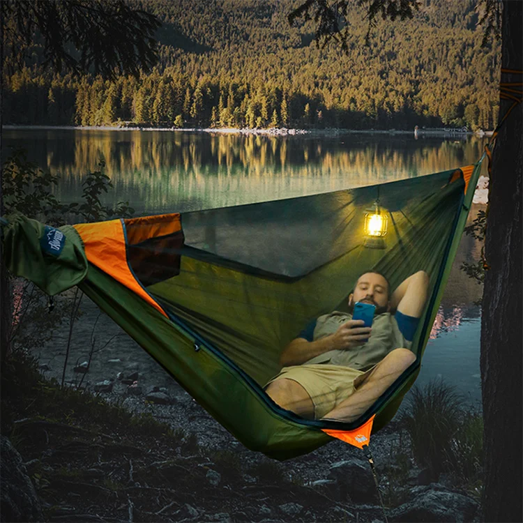 2 person beach hammock double hanging hammock outdoor with fly sheet mosquito net