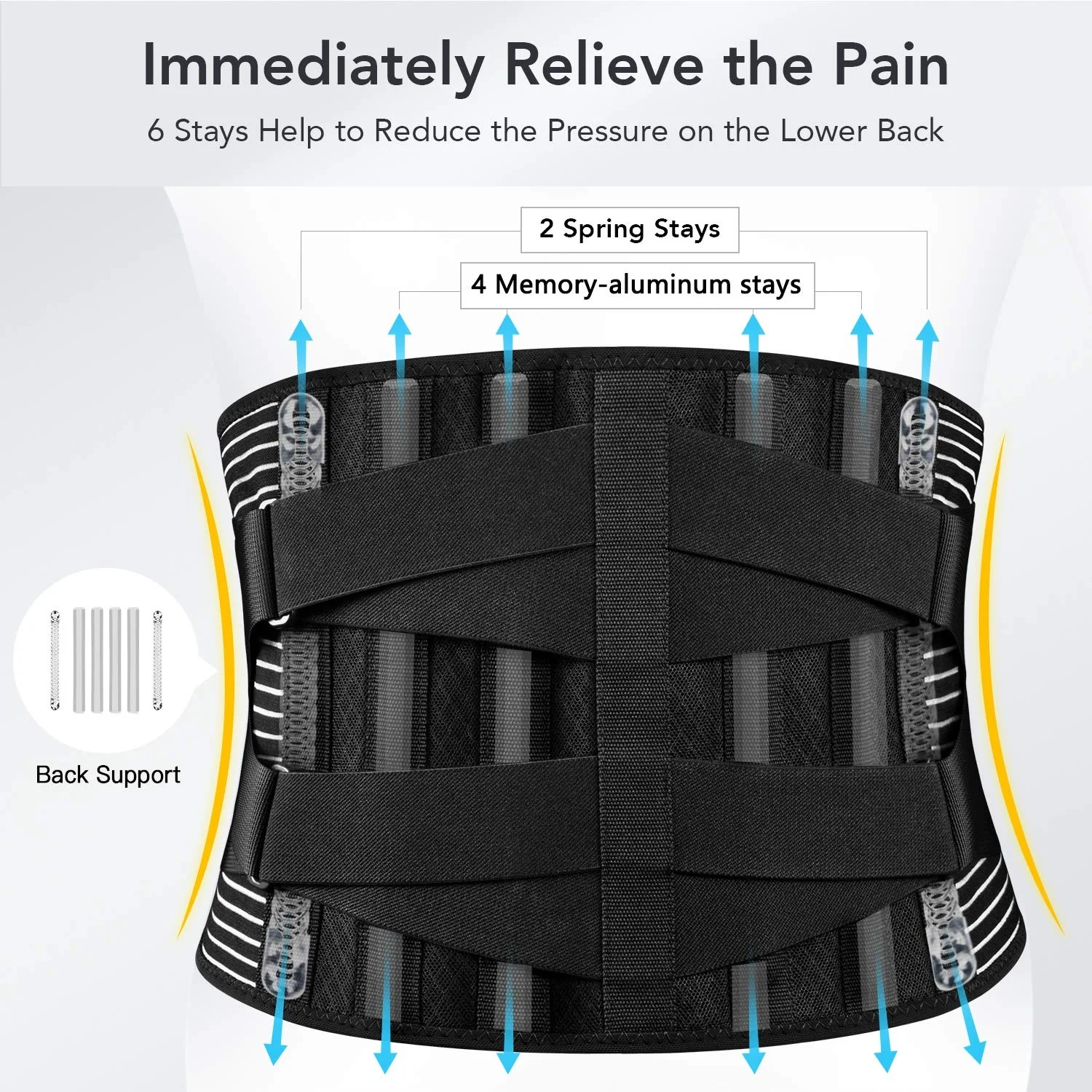 waist support Back Braces for Lower Back Pain Relief with 6 Stays Breathable Back Support Belt for Men Women for work OEM