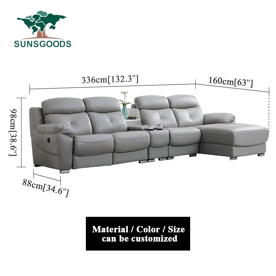 Luxury Corner L Shape Sectional Couch Sofa Comfortable Leather Furniture Living Room with recliner Furniture