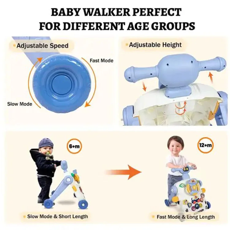 Adjustable height Multifuncional Baby Walker folding Activity Kid Scooter Baby Walker Sit To Stand Learning Walker Kids