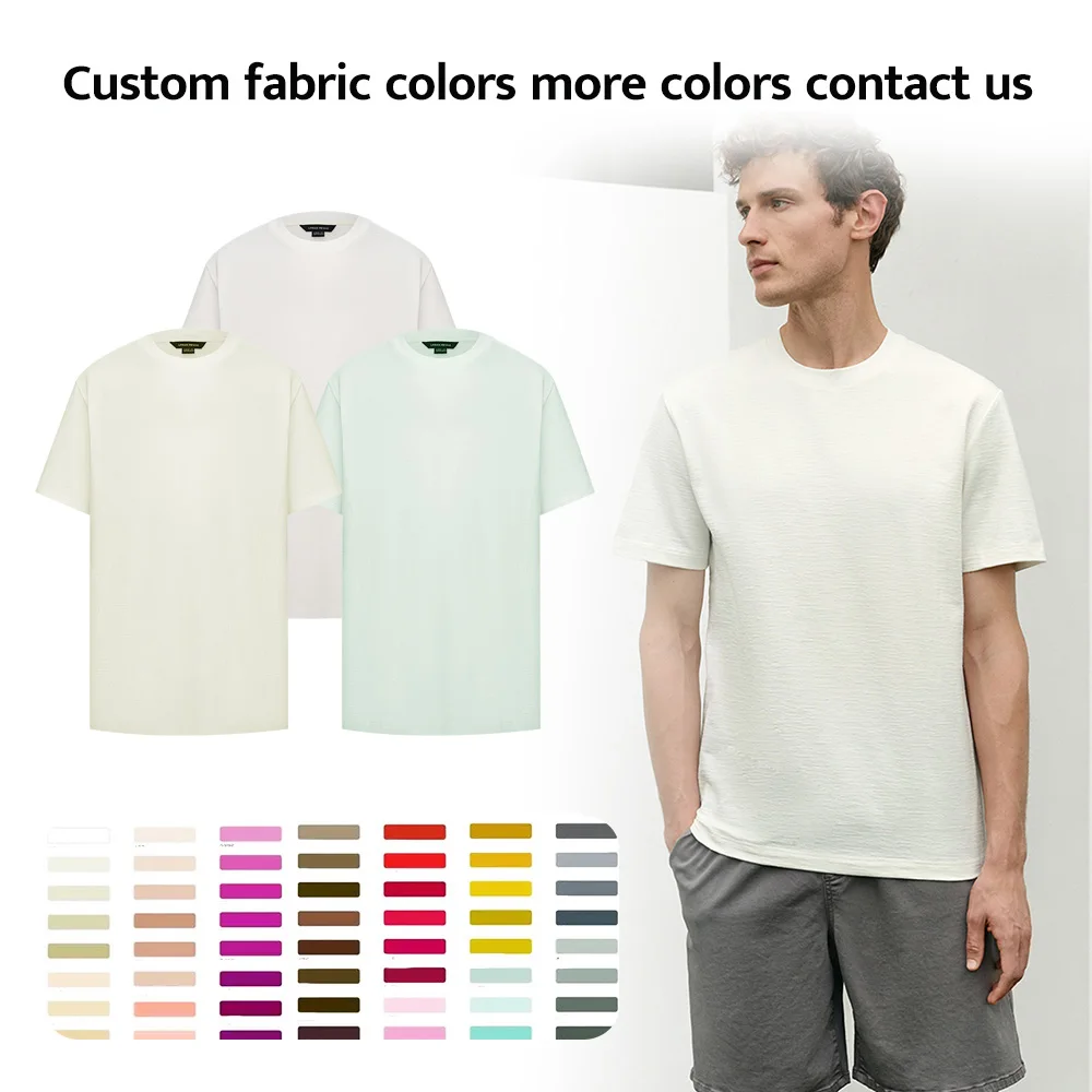 Custom Logo Puff Printed Blank Plain Oversized Knitted Graphic Loose Fitting Cotton Tshirt For Men