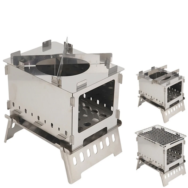 Portable Hiking Picnics Fishing Stainless Steel Charcoal Barbecue Grill