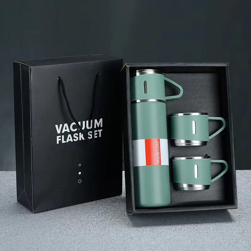 Business custom 500ml leakproof stainless steel insulated thermos vacuum flask gift set cup double wall tea water bottle