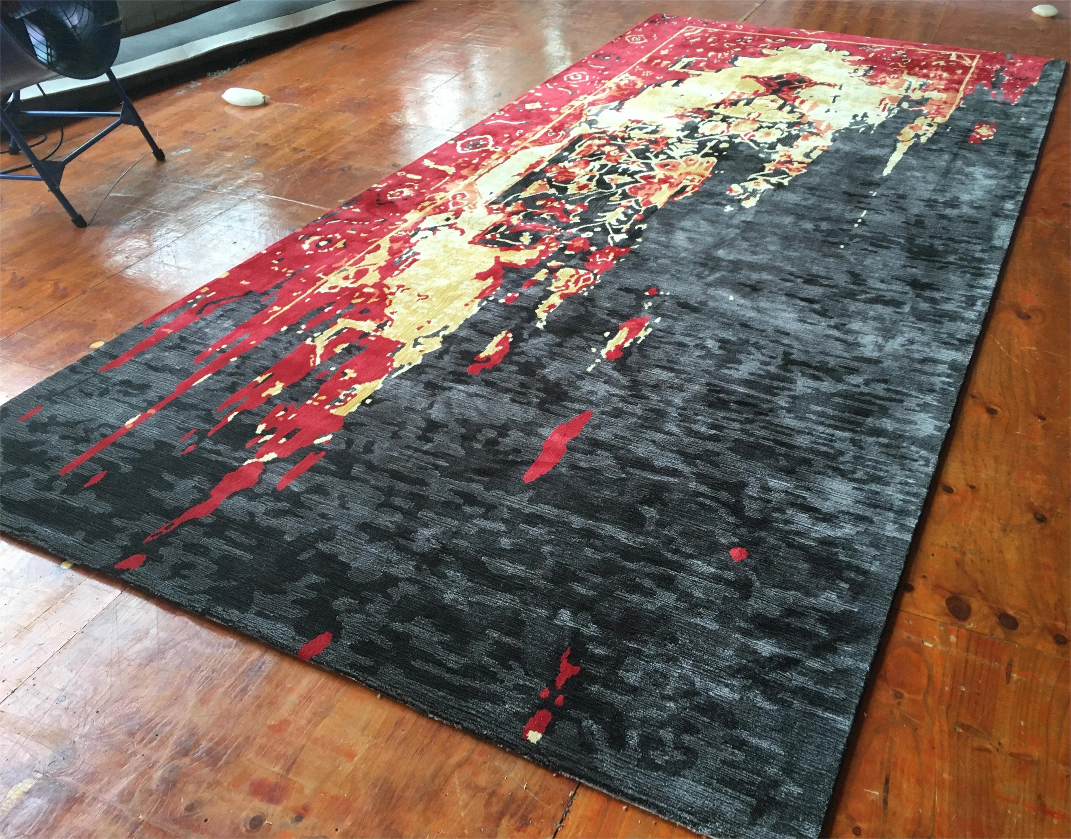 Factory wholesale home decoration luxury hand tufted carpet custom rayon rugs viscose cotton carpet