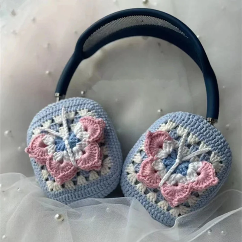 Hot Sale High Quality  Fashion Crochet Headphone Cases  Butterfly Design Crocheted Headphone Cover For AirPods Max