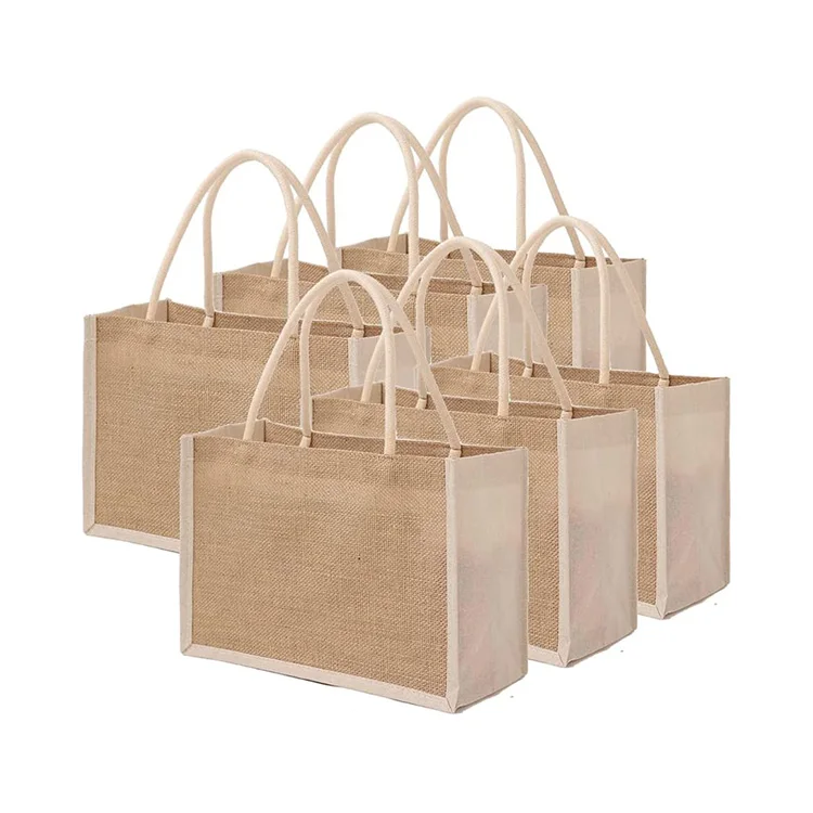 New arrivals customize logo fashion waterproof eco friendly promotional recycled reusable natural large canvas jute bag