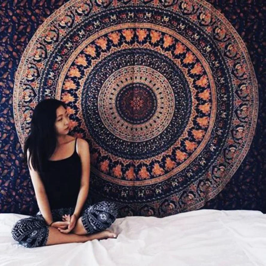 Hot sale Vintage round paisly pattern tapestry for wall hanging decoration