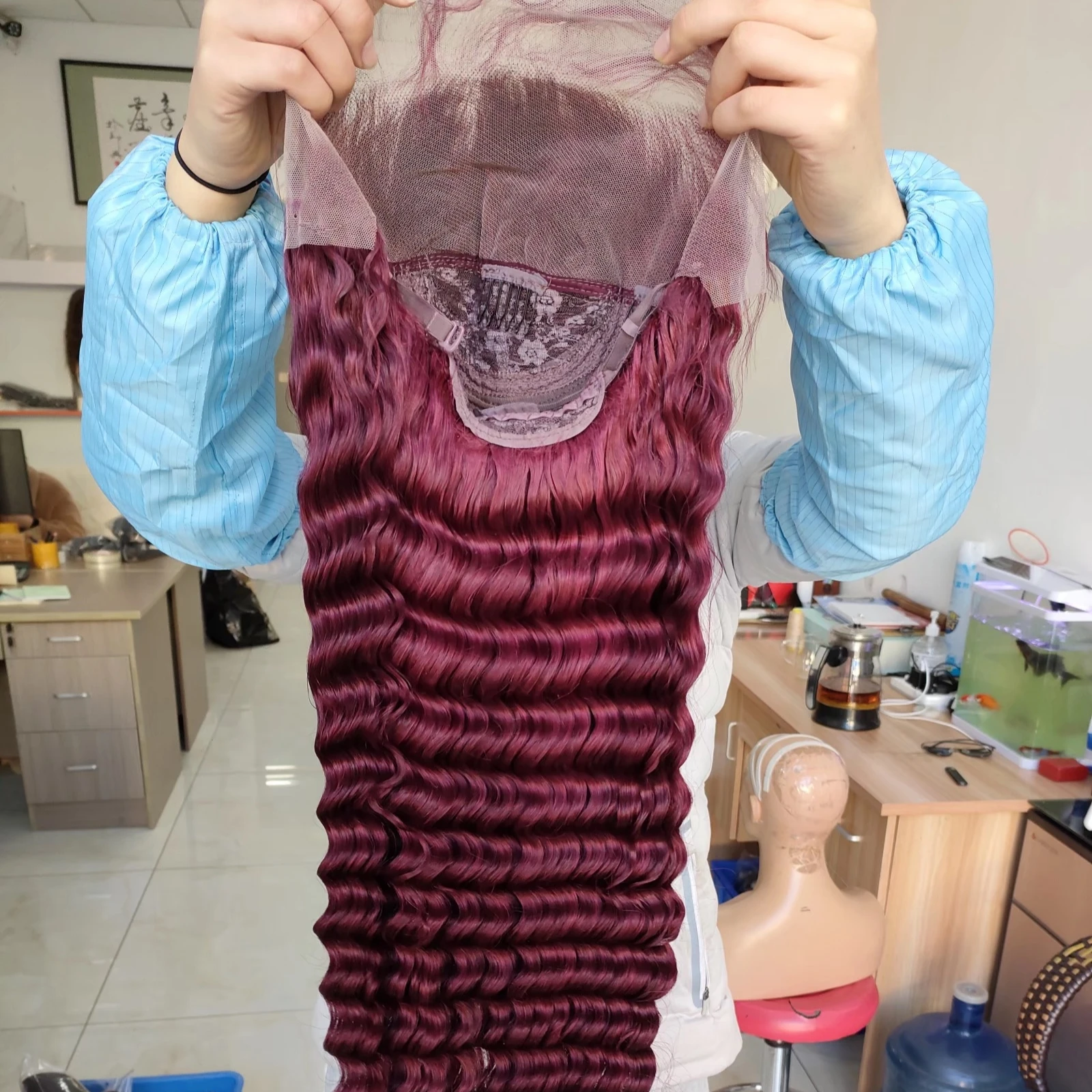 Amara  top quality 30 40 inch deep wave 13x4 hd lace frontal wig 99j color for black women gs glueless 40 inch hd lace front wig