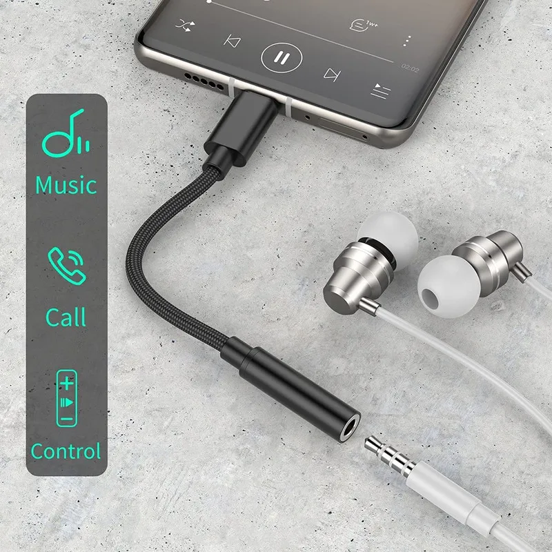 HanPu  factory Audio Cable Usb C to 3.5mm headphone jack adapter For mobile Chip:ALC5686/ALC4050