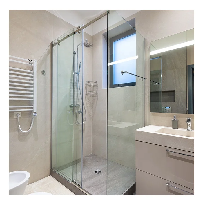 Customized Modern Models Bathroom Toilet Tempered Glass Shower Frameless Soft Close Sliding Door Systems