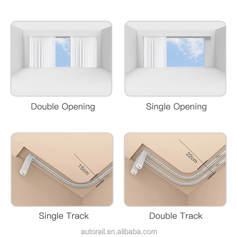 AUTORAIL automatic curve curtain rail and curve curtain track with silent curtain motor