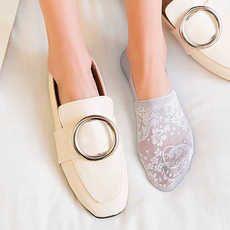 10 Pairs New Fashion Women Girls Summer Style Lace Flower Short  Antiskid Invisible Ankle Socks Female Boat Socks