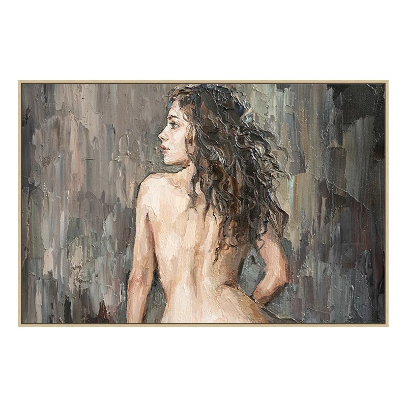 Canvas Wall Art for Bathroom Bedroom Decor Abstract Sexy Smiling Nude Woman Framed Wall Art Girls Room Decoration