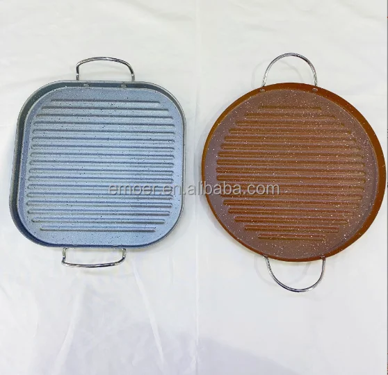 cast iron round square Korean Grill Pan with handle