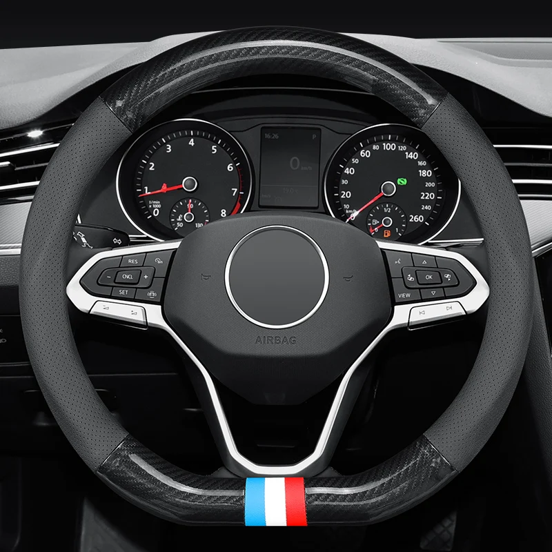 Dedicated for Ford Steering Wheel Cover F150 Expedition Fiesta Focus Fusion Explorer Mondeo Ranger Carbon Fiber Auto Accessories