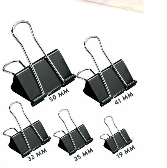 Paper Clip 60pcs Metal Binder Clips Black Grip Clamps Paper Document Clips