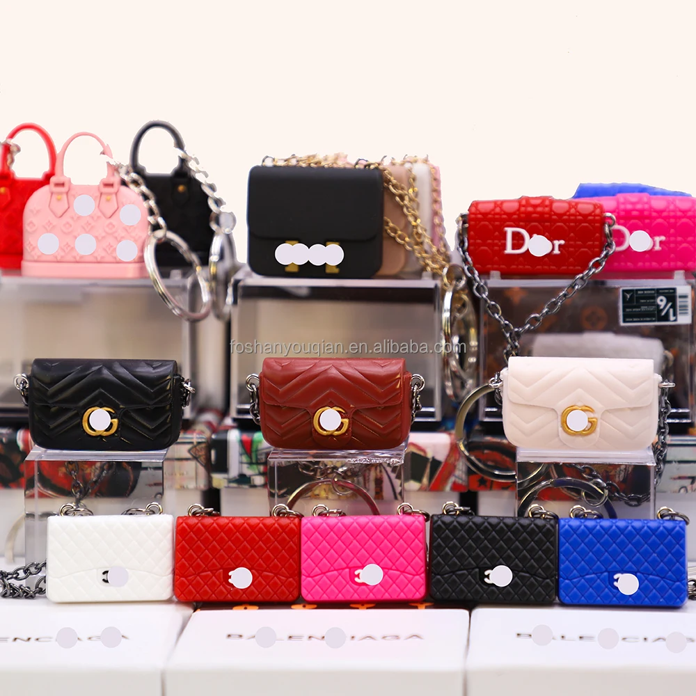 Newest Wholesale Mini Doll House Coin Purse Bag Key Chain Doll Colorful Luxury Handbag Purse for Dollhouse Decoration