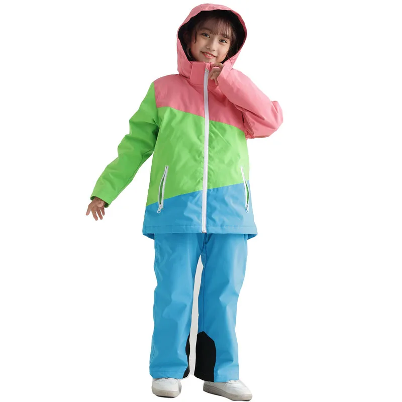 New Children Thermal Ski & Snow Wear Skiing Jacket Pants Set Windproof Waterproof Snowboarding Clothes Snowsuit Teenagers