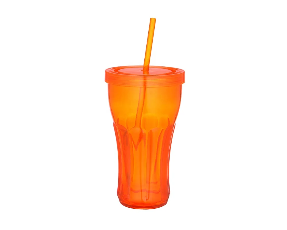 16oz single wall plastic cola cup glass cola cup with straw