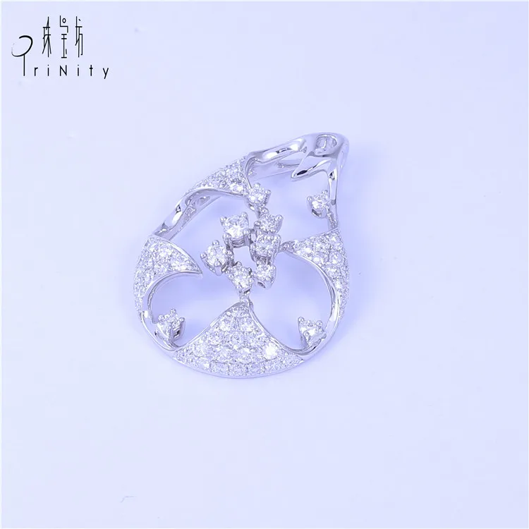  Новый продукт 18 К Solid White Gold Diamond Подвеска модные украшения для