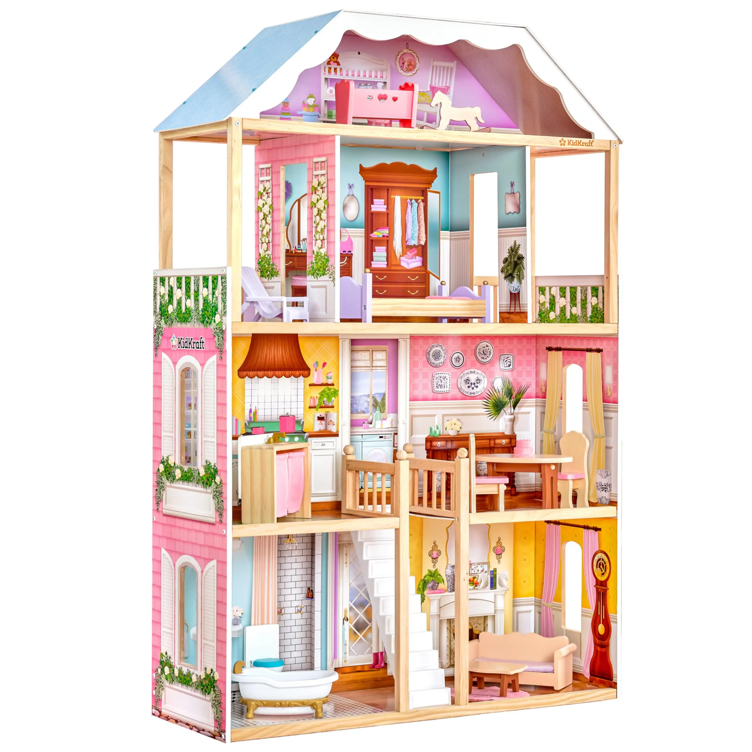 toy hous Suitable for girls Wood Magnificent Doll house with 14 pcs Accessory furniture Set, for Dolls dollhouse ,for wholesales