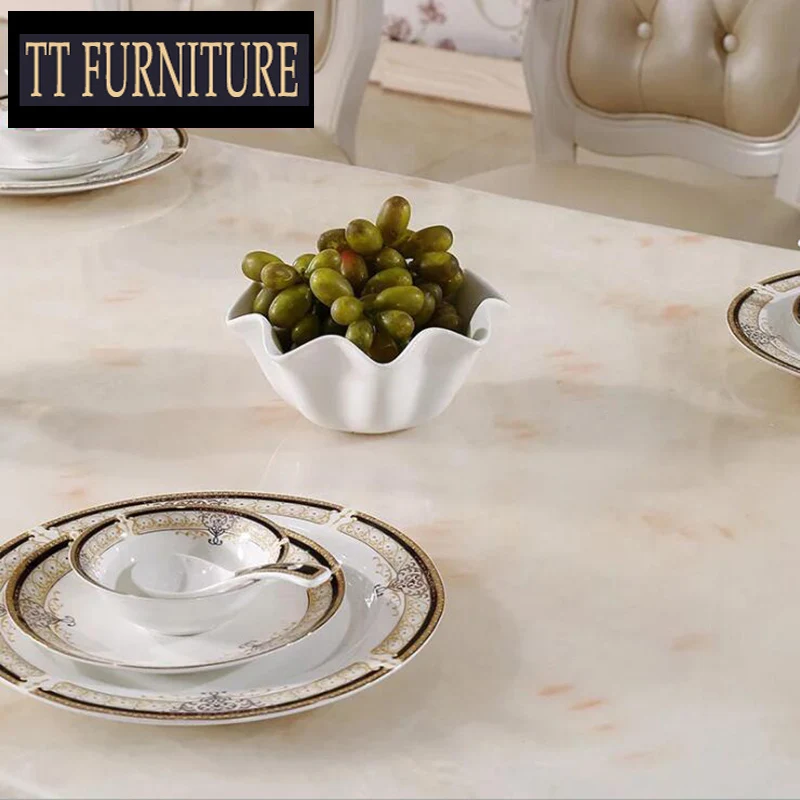 Antique Style Italian Dining Table, 100% Solid Wood Italy Style Luxury Dining Table Set xhczc003