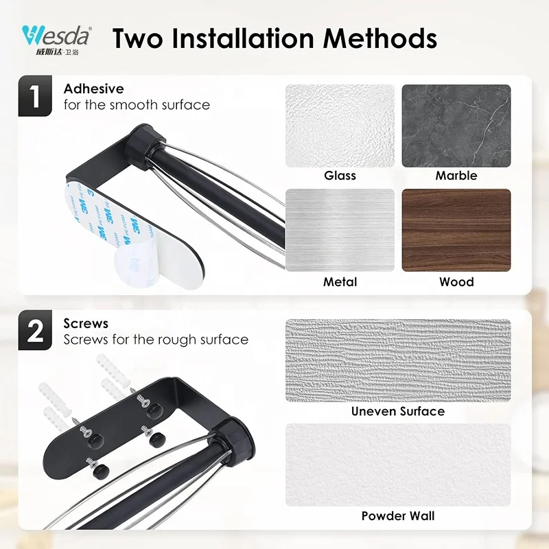 WESDA Hotel Restaurant Kitchen Modern Paper Roll Holder Easy Tear Wall Mount Adhesive Under Cabinet Paper Towel Holder
