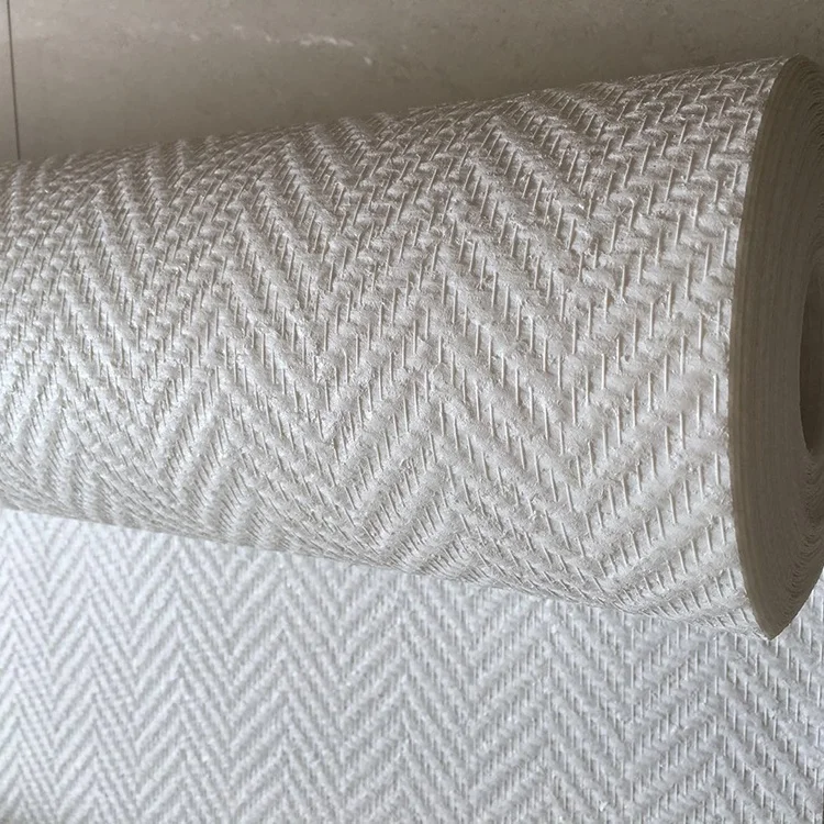 White paintable decorative fiber glass wall paper for walls