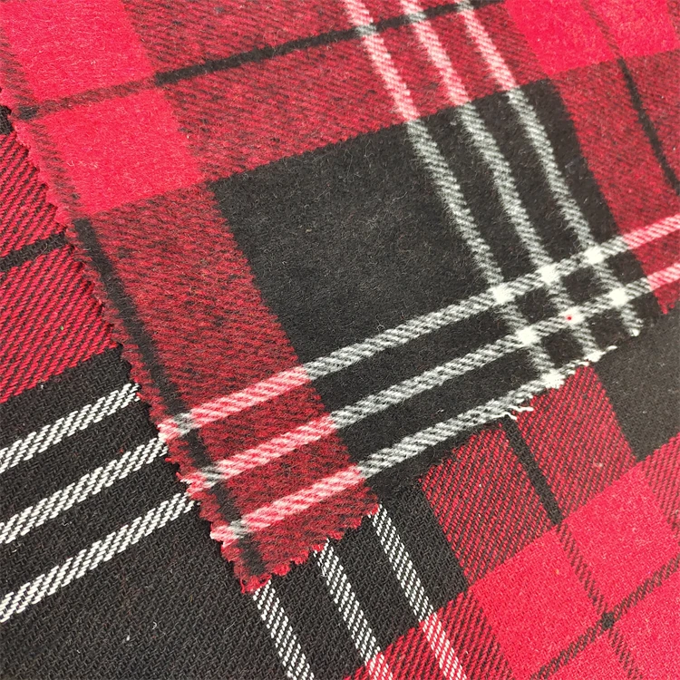 Factory wholesale stock flannel shirt fabric fashion Plush 100 Polyester Yarn dyed Plaid dress fabric For Flannel
