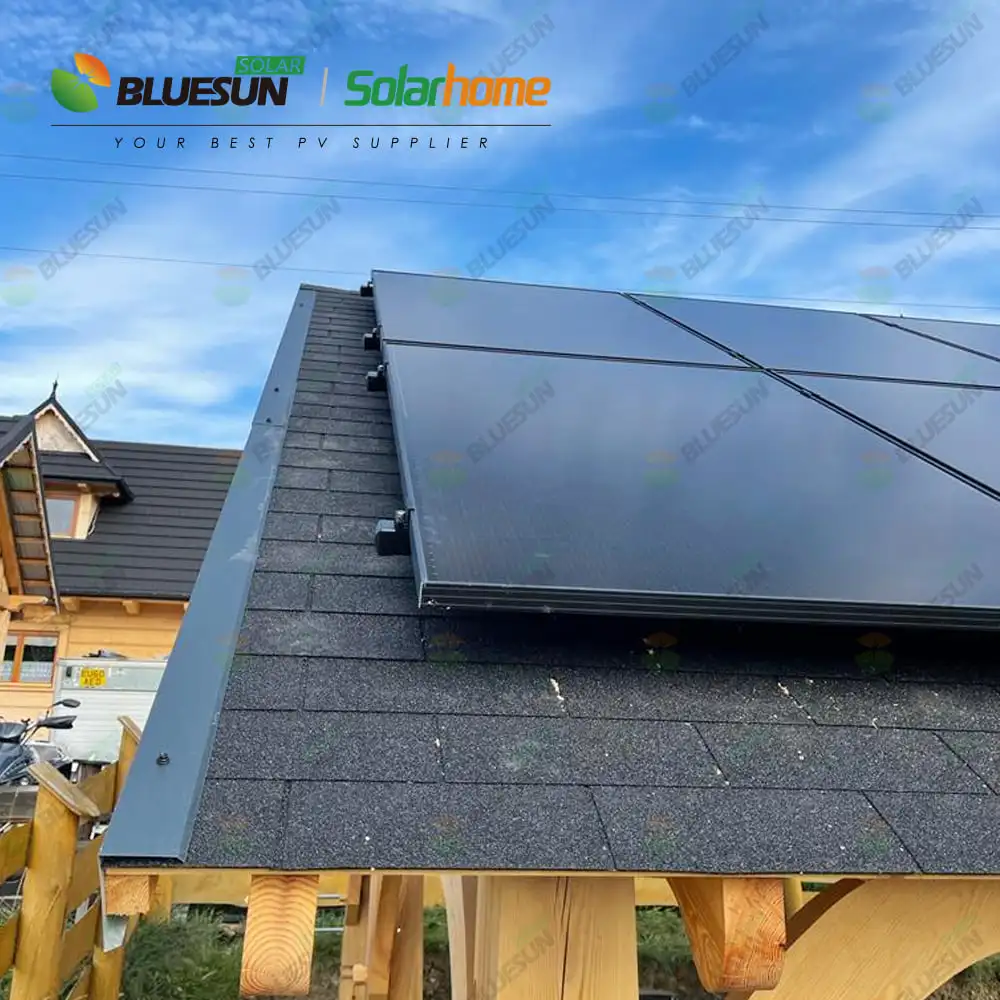 High Efficiency all black shingled mono solar cell panel 385w 400w 410w 24v solar panel price with pretty appearance