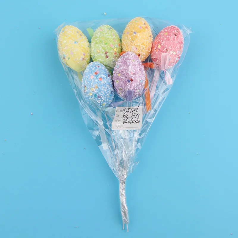 2024 Easter Festival Decorations-Colorful Sequins Easter Egg Stick Cartoon Toy Egg for Party Decorations