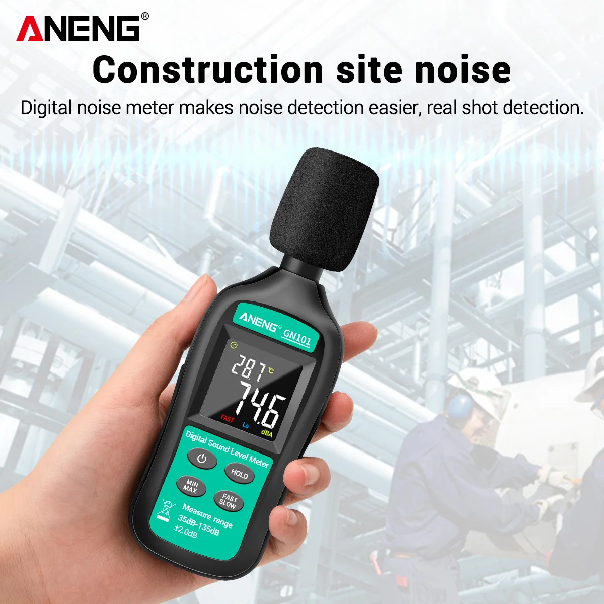 ANENG GN101 цифровой измеритель шума измерения 35-135 дБ интеллигентая (ый) уровня звука децибел монитор регистратор диагностический