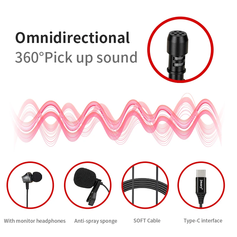 Free sample Jmary  3meter noise reduction lavalier Microphone mini microphone Recording Condenser Mic Microphone