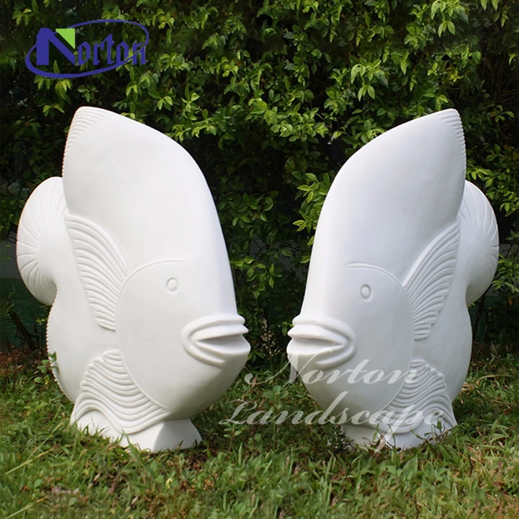 Garden Decor Carving Animals Stones Sculpture Granite Stone Marble Stone Koi Fish Statue Water Fountain