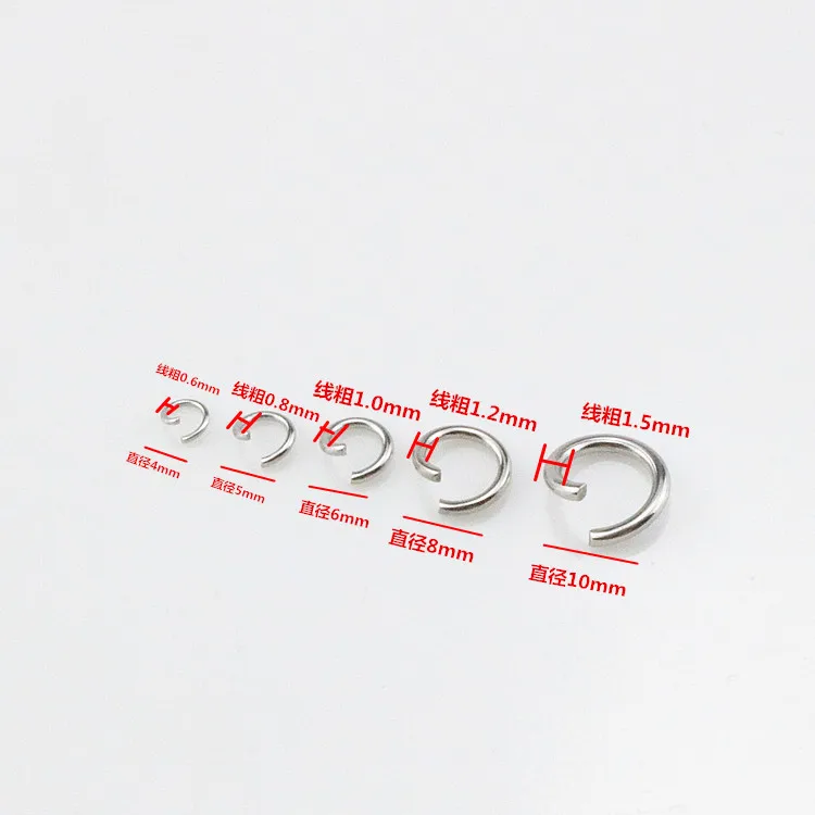 4Mm 5Mm 6Mm 7Mm 8Mm 9Mm 10Mm 304 Stainless Steel DIY Jewelry Accessories Earrings Necklace Pendant Open Ring Circular Connector