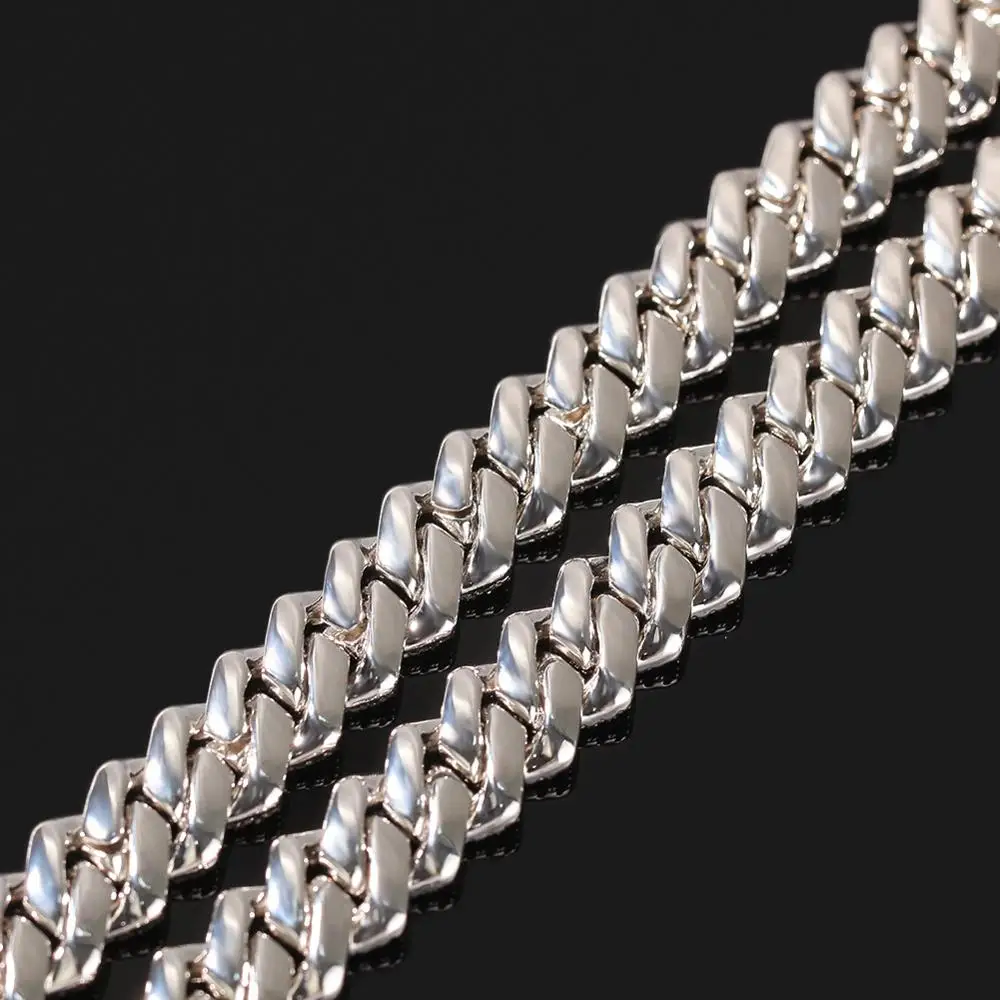 Льдом 13 мм Мужская Майами КУБИНСКИЙ звено цепи ожерелье в стиле «хип-хоп» лад украшенный искусственными бриллиантами зубец кубинская цепь