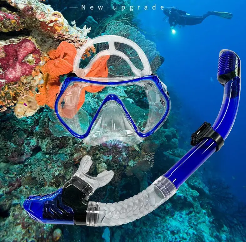 Youth Panoramic Wide View Tempered Glass Adjustable Strap Anti-Fog Scuba Snorkel Diving Mask for Adults