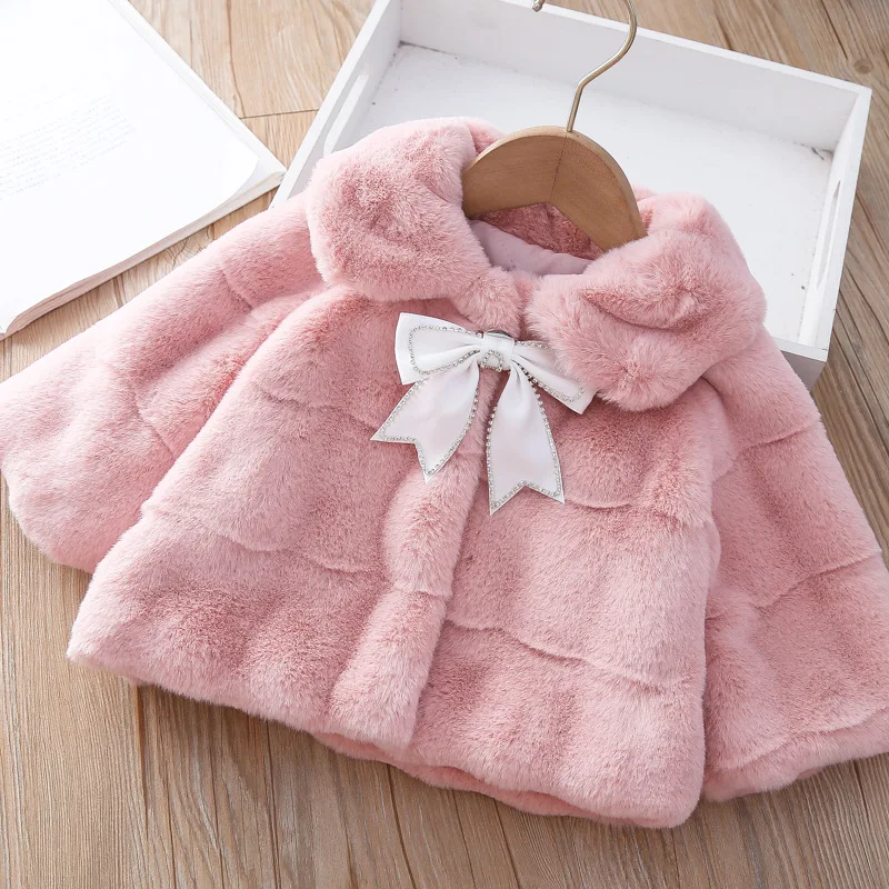 CYB B21401 Winter new girl baby fur thickened lapel coat children imitation rabbit fur coat infant girl beautiful coat